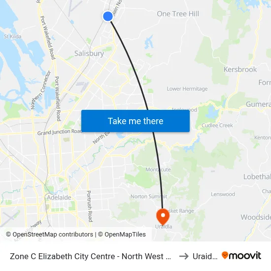 Zone C Elizabeth City Centre - North West side to Uraidla map