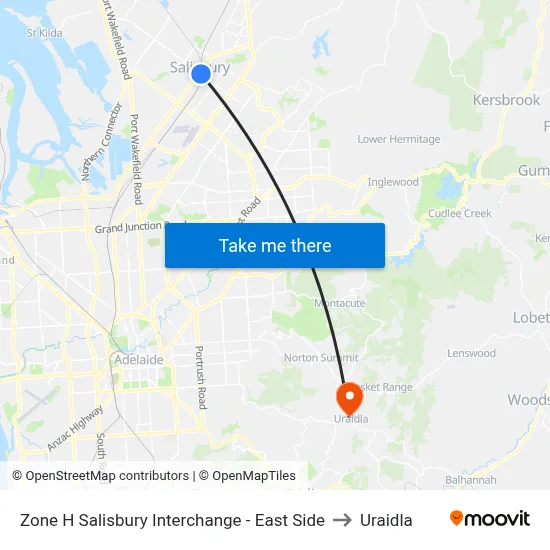 Zone H Salisbury Interchange - East Side to Uraidla map