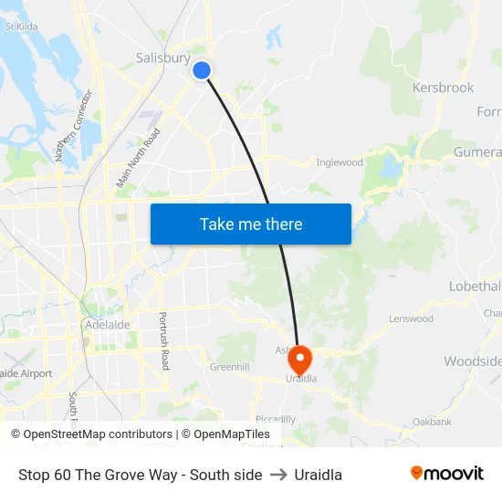 Stop 60 The Grove Way - South side to Uraidla map