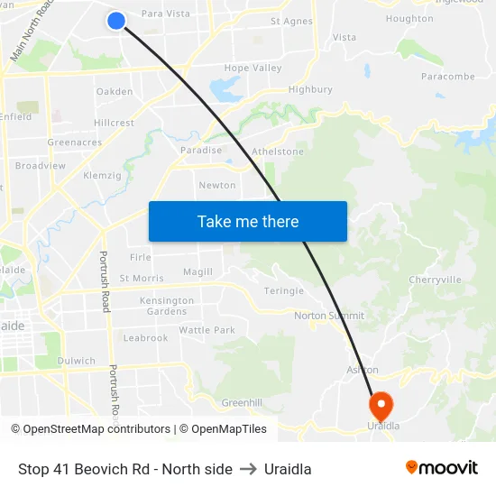Stop 41 Beovich Rd - North side to Uraidla map