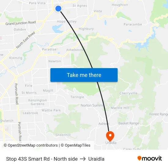 Stop 43S Smart Rd - North side to Uraidla map