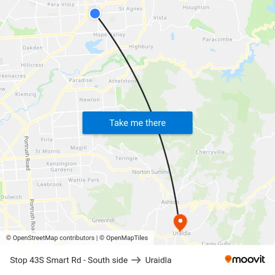 Stop 43S Smart Rd - South side to Uraidla map