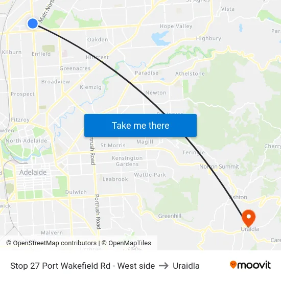 Stop 27 Port Wakefield Rd - West side to Uraidla map