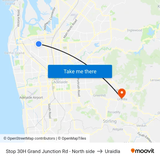 Stop 30H Grand Junction Rd - North side to Uraidla map