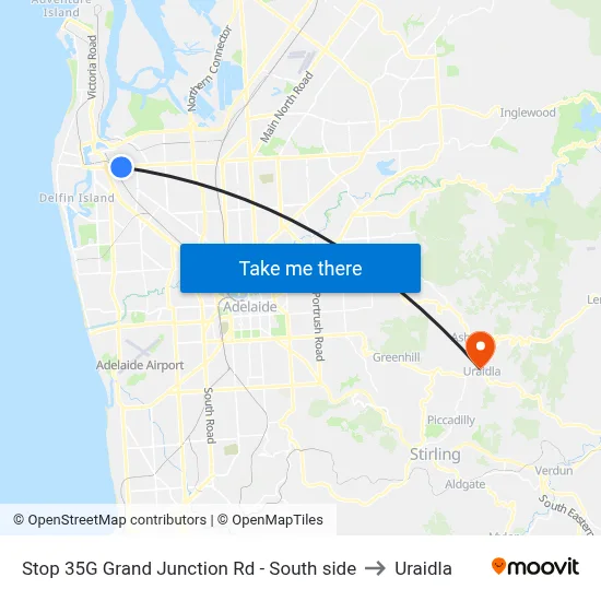 Stop 35G Grand Junction Rd - South side to Uraidla map