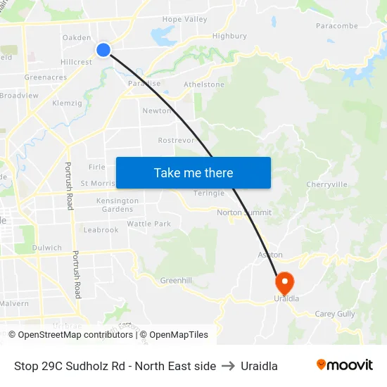 Stop 29C Sudholz Rd - North East side to Uraidla map
