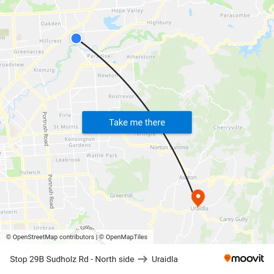 Stop 29B Sudholz Rd - North side to Uraidla map