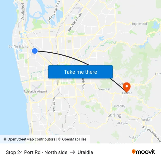 Stop 24 Port Rd - North side to Uraidla map