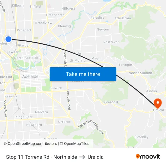 Stop 11 Torrens Rd - North side to Uraidla map