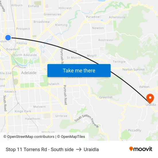 Stop 11 Torrens Rd - South side to Uraidla map
