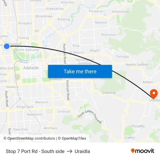 Stop 7 Port Rd - South side to Uraidla map
