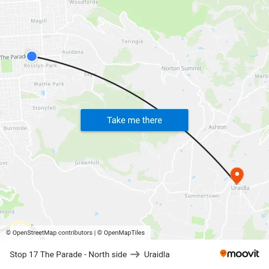 Stop 17 The Parade - North side to Uraidla map