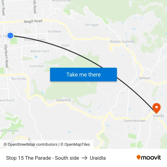 Stop 15 The Parade - South side to Uraidla map