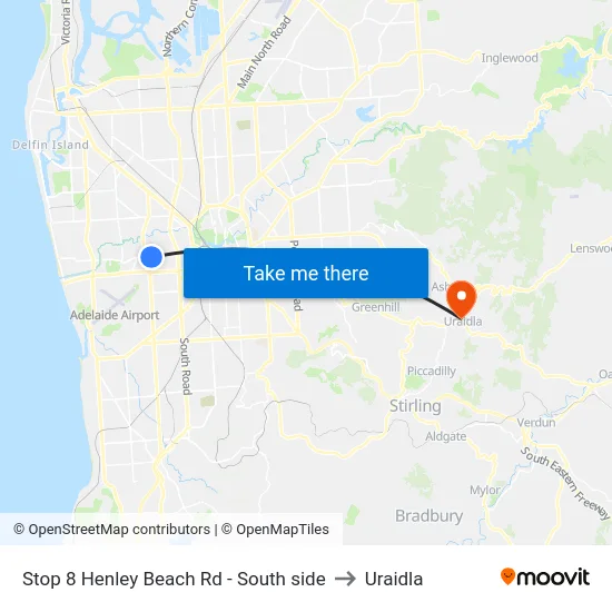 Stop 8 Henley Beach Rd - South side to Uraidla map