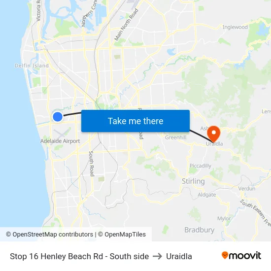 Stop 16 Henley Beach Rd - South side to Uraidla map