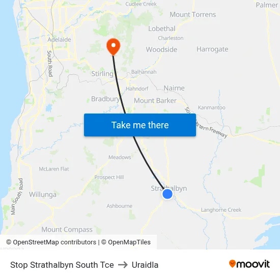 Stop Strathalbyn South Tce to Uraidla map