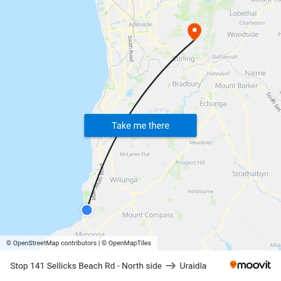 Stop 141 Sellicks Beach Rd - North side to Uraidla map
