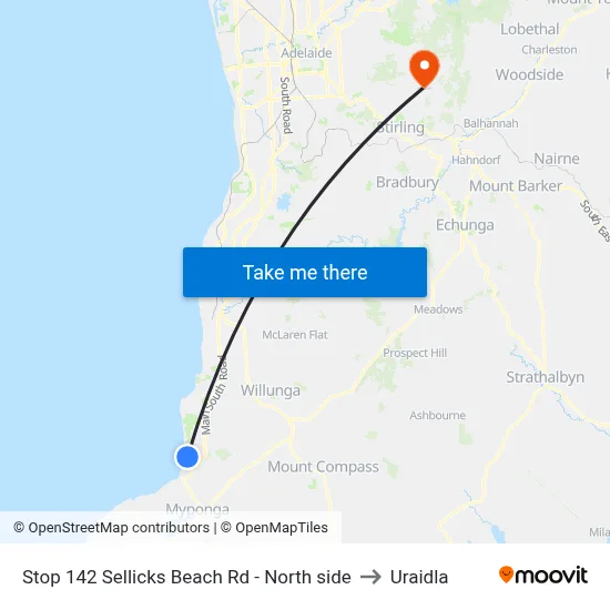 Stop 142 Sellicks Beach Rd - North side to Uraidla map