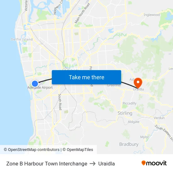Zone B Harbour Town Interchange to Uraidla map