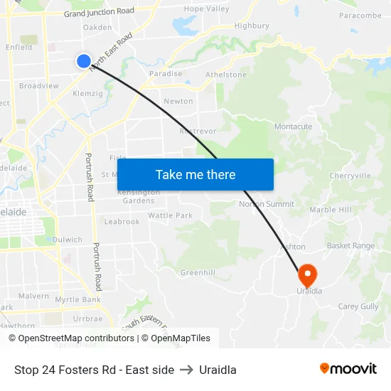 Stop 24 Fosters Rd - East side to Uraidla map