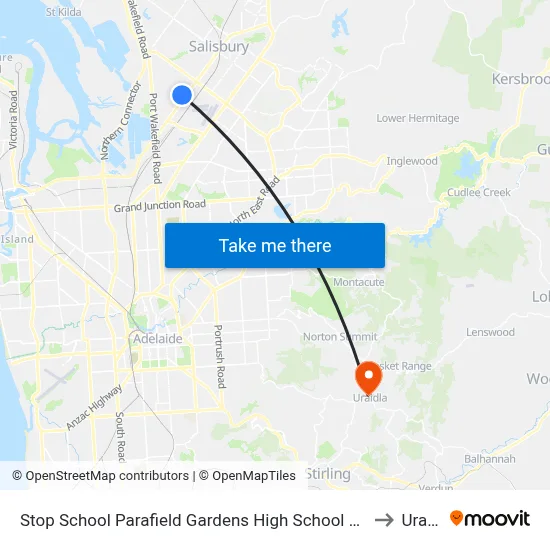 Stop School Parafield Gardens High School Shepherdson Rd to Uraidla map