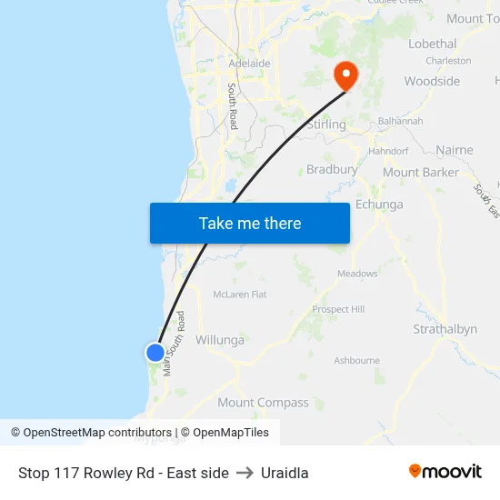 Stop 117 Rowley Rd - East side to Uraidla map
