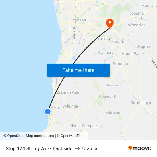 Stop 124 Storey Ave - East side to Uraidla map