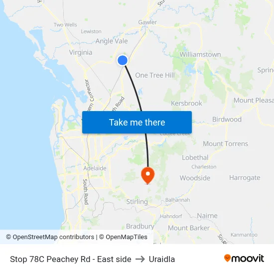 Stop 78C Peachey Rd - East side to Uraidla map