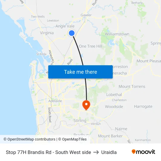 Stop 77H Brandis Rd - South West side to Uraidla map