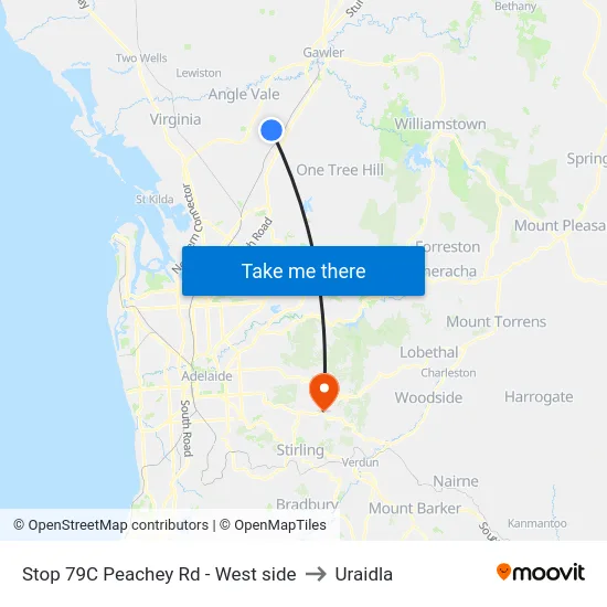 Stop 79C Peachey Rd - West side to Uraidla map