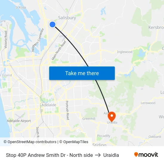 Stop 40P Andrew Smith Dr - North side to Uraidla map