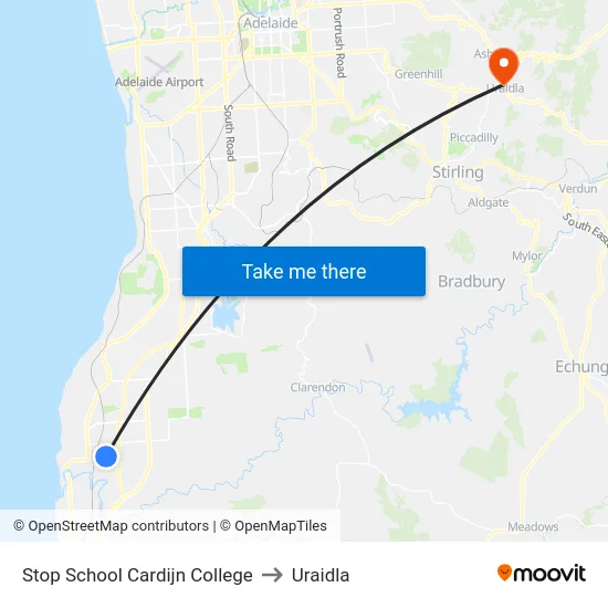 Stop School Cardijn College to Uraidla map