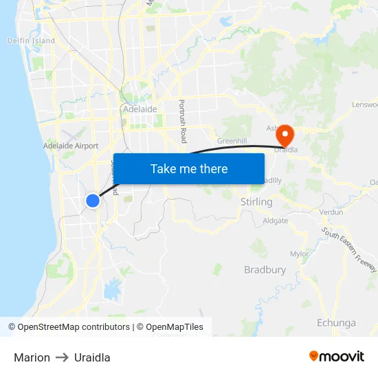 Marion to Uraidla map