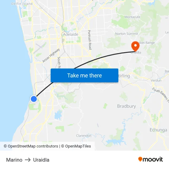 Marino to Uraidla map