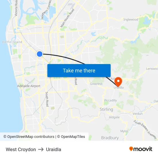 West Croydon to Uraidla map