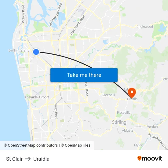 St Clair to Uraidla map