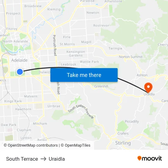 South Terrace to Uraidla map