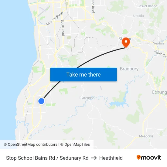 Stop School Bains Rd / Sedunary Rd to Heathfield map