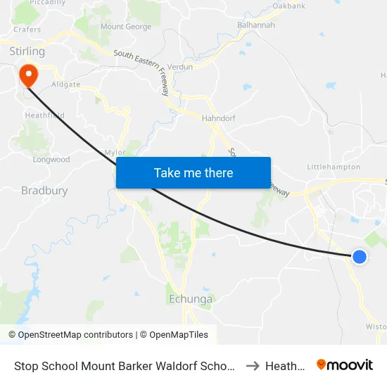 Stop School Mount Barker Waldorf School Sims Rd to Heathfield map
