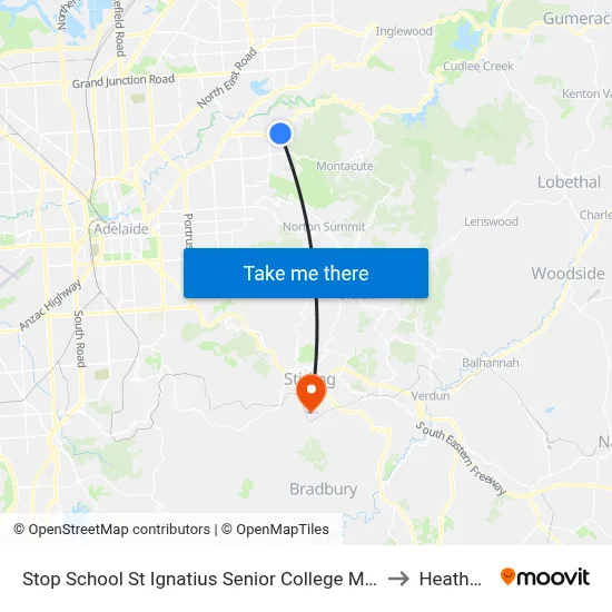 Stop School St Ignatius Senior College Manresa Ct to Heathfield map
