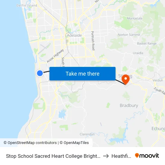 Stop School Sacred Heart College Brighton Rd to Heathfield map