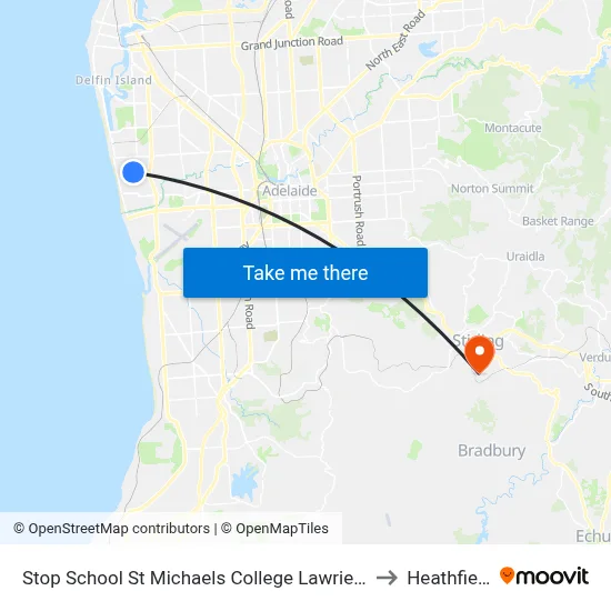 Stop School St Michaels College Lawrie St to Heathfield map