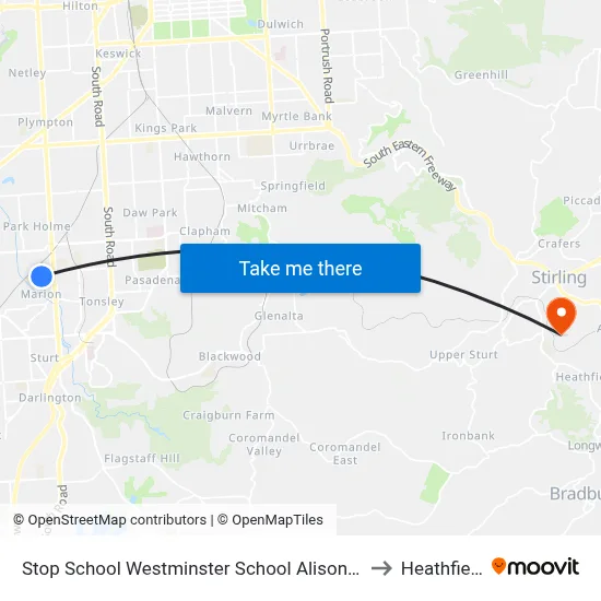 Stop School Westminster School Alison Av to Heathfield map