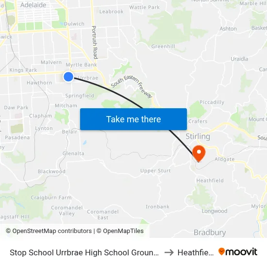 Stop School Urrbrae High School Grounds to Heathfield map