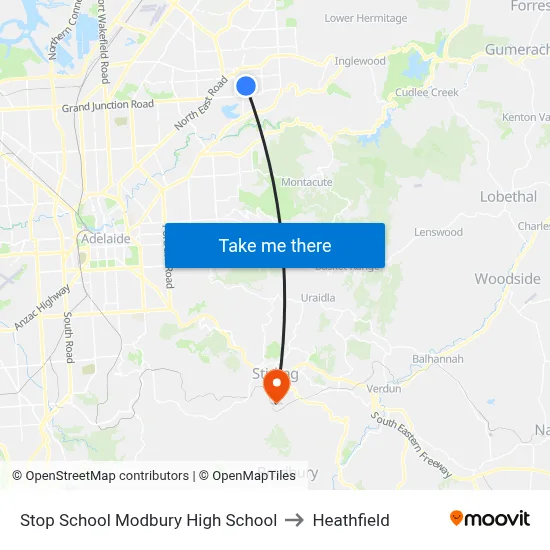 Stop School Modbury High School to Heathfield map