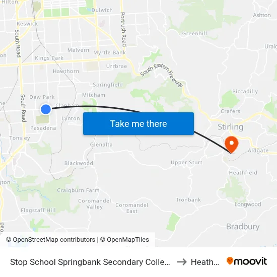 Stop School Springbank Secondary College Daws Rd to Heathfield map