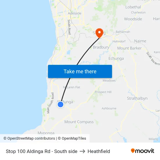 Stop 100 Aldinga Rd - South side to Heathfield map