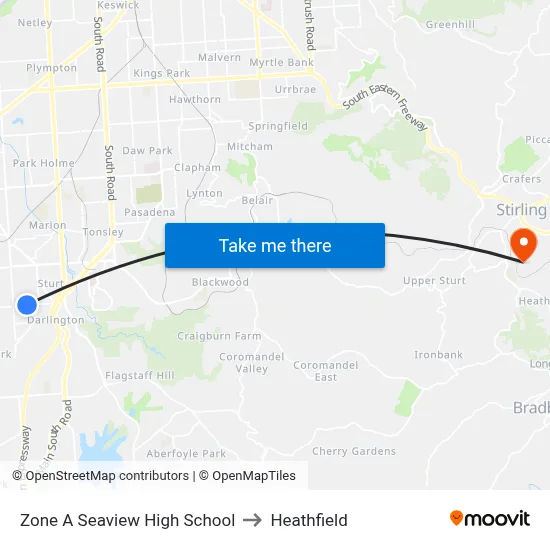 Zone A Seaview High School to Heathfield map