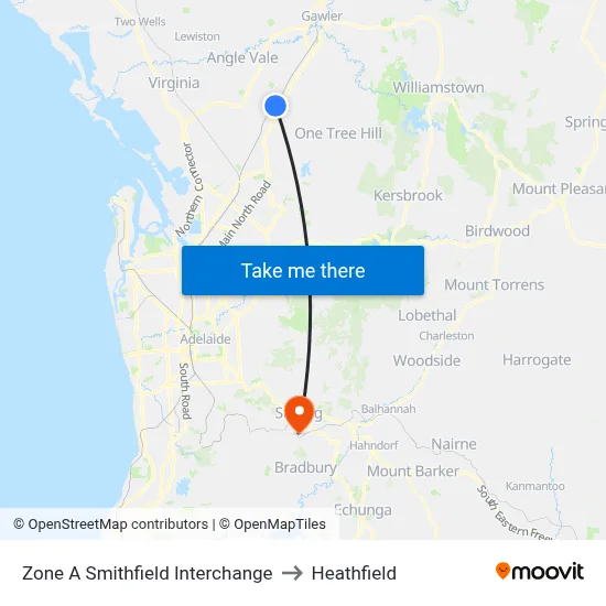 Zone A Smithfield Interchange to Heathfield map