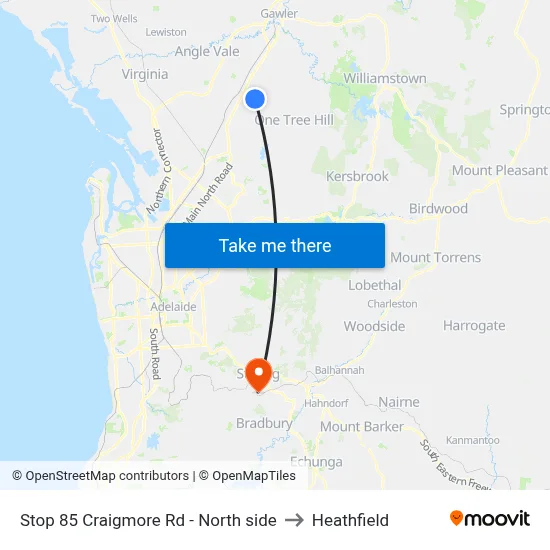 Stop 85 Craigmore Rd - North side to Heathfield map